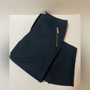 Michael Kors gold zipper and button detail slim pants. 29 inch inseam length.